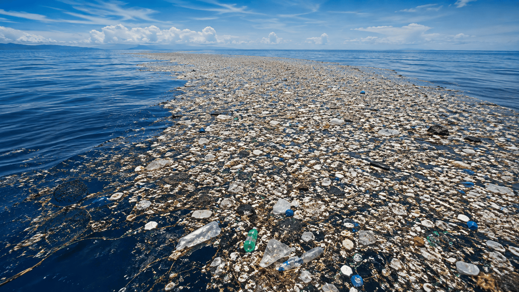 Plastic and marine debris floating in the Great Pacific Garbage Patch